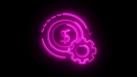 Glowing neon dollar icon isolated on black background. HD Video motion grap.. Stock Footage 314641815