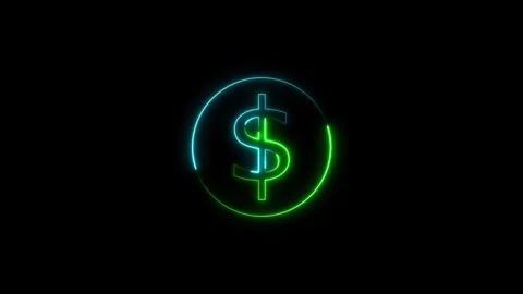 Glowing neon dollar sign animation. Bright neon glowing dollar symbol in ne.. Stock Footage 293483283