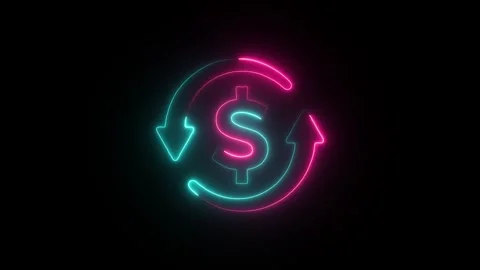 Glowing Neon Dollar Sign Icon animation. financial symbol, Video stock 336630002