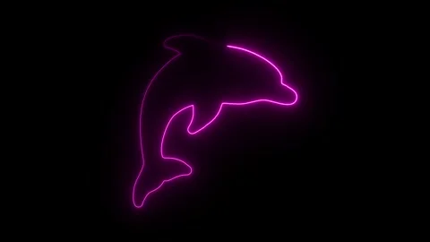 Glowing neon dolphin icon isolated on black background. HD Video motion gra.. Stock Footage 314642628