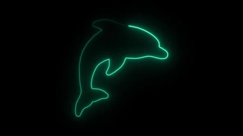 Glowing neon dolphin icon isolated on black background. HD Video motion gra.. Stock Footage 314642632
