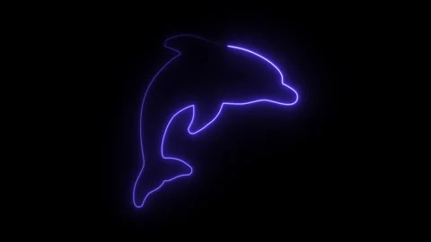 Glowing neon dolphin icon isolated on black background. HD Video motion gra.. Stock Footage 314642641