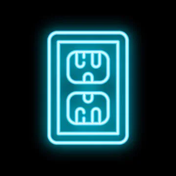 Glowing neon double socket emitting light in the dark Stock Illustration