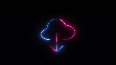 Glowing neon Downlod Information text icon sign animation. Stock Footage 289850358