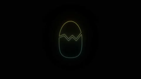 Glowing neon easter egg icon on black background. Video stock 195936256
