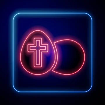 Glowing neon Easter egg icon isolated on black background. Happy Easter. Vector Stock Illustration