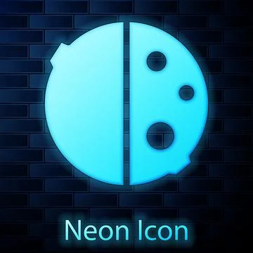 Glowing neon Eclipse of the sun icon isolated on brick wall background. Total Stock Illustration