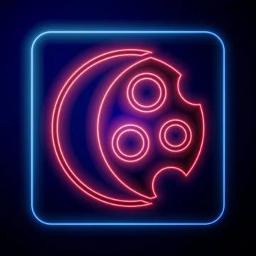 Glowing neon Eclipse of the sun icon isolated on black background. Total sonar Stock Illustration