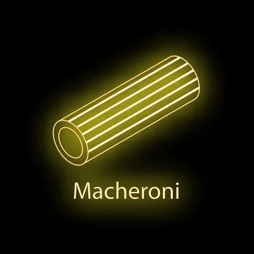 Glowing neon effect macaroni pasta illustration on black background Stock Illustration