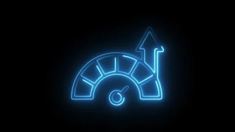 Glowing neon efficiency icon isolated on black background. HD Video motion .. Stock Footage 304115022