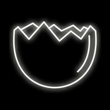 Glowing neon eggshell outline on black background Stock Illustration