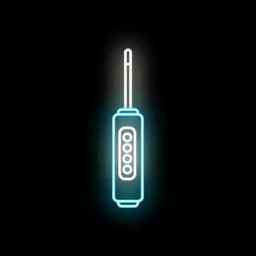 Glowing neon electrical tester tool on black background Stock Illustration