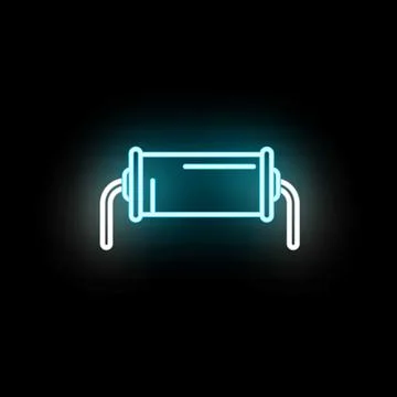 Glowing neon electronic capacitor component on black background イラスト素材