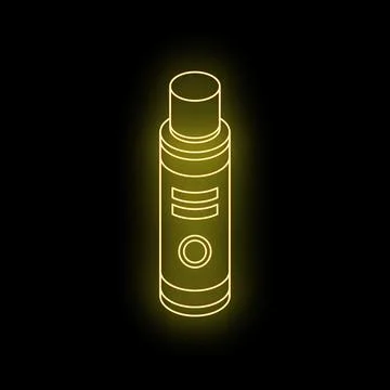 Glowing neon electronic cigarette icon on black background Illustrazione stock