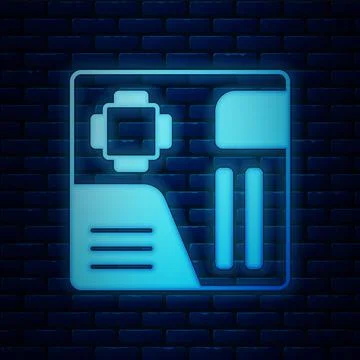 Glowing neon Electronic computer components motherboard digital chip integrated Stockillustratie