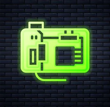 Glowing neon Electronic computer components motherboard digital chip integrated Stock-Illustration