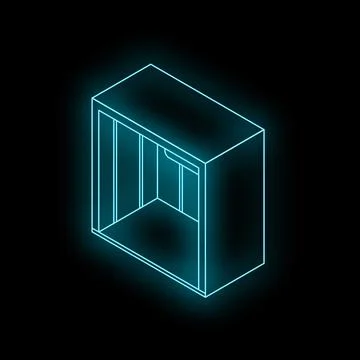 Glowing neon elevator on black background sign Stock Illustration