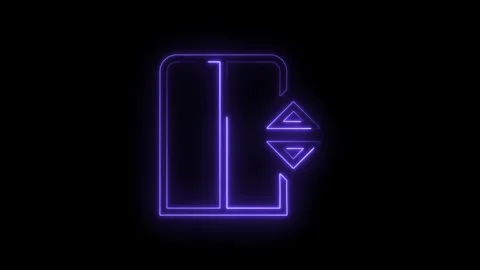 Glowing Neon Elevator Icon Up Down Arrows Transparent Background Futuristic.. Stock Footage 314552027