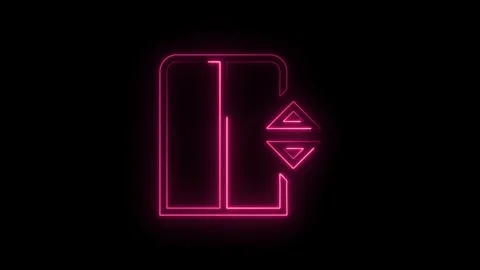 Glowing neon elevator icon with up down arrows symbol on black background f.. Stock Footage 314552043