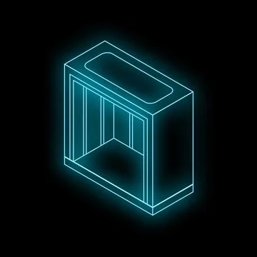 Glowing neon elevator shaft on black background 스톡 일러스트
