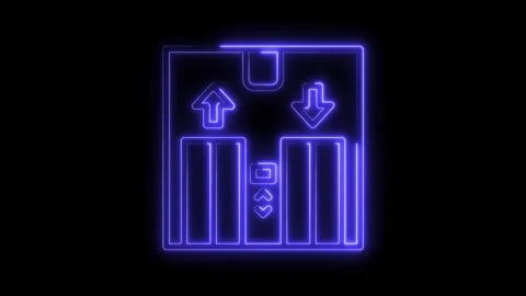 Glowing neon elevator sign animation with up and down arrows on a black Stock Footage 322969751