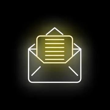 Glowing neon email envelope receiving new message icon Stock Illustration
