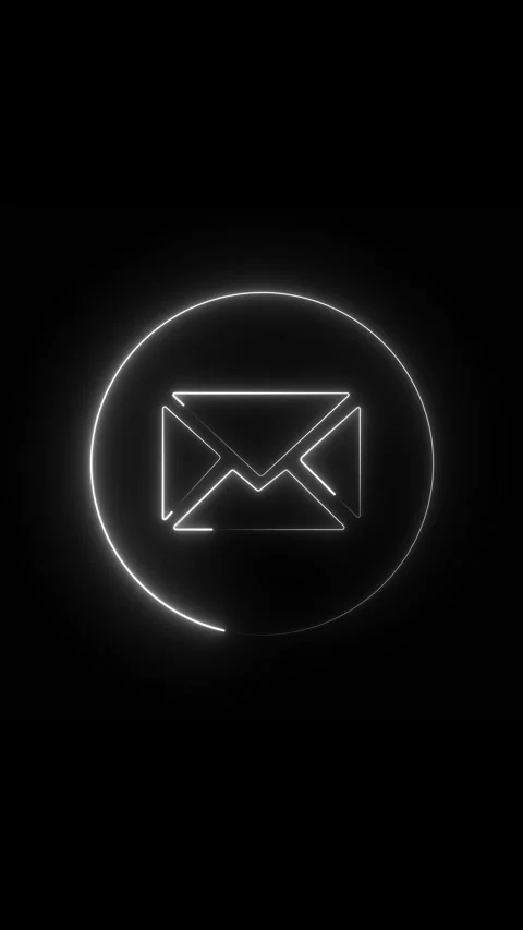Glowing neon email icon animation loop with frame on vertical dark background Stock Footage 336677480