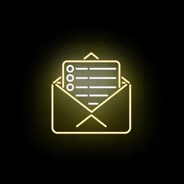 Glowing neon email message notification icon concept Stock Illustration