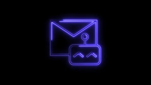 Glowing neon email phishing attack warning on black background digital secu.. Stock Footage 314541188