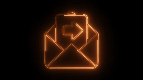 Glowing neon email sent icon isolated on black background. HD Video motion .. Stock Footage 304542563