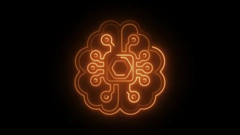 Glowing neon embedded device icon isolated on black background. HD Video mo.. Video stock 304109534