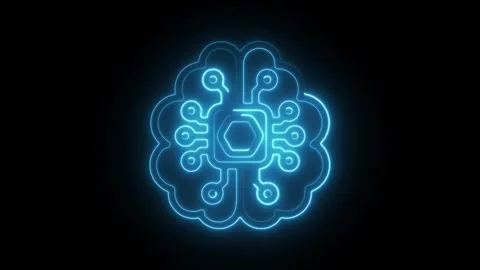 Glowing neon embedded device icon isolated on black background. HD Video mo.. Video stock 304109535