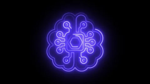 Glowing neon embedded device icon isolated on black background. HD Video mo.. Video stock 304109559