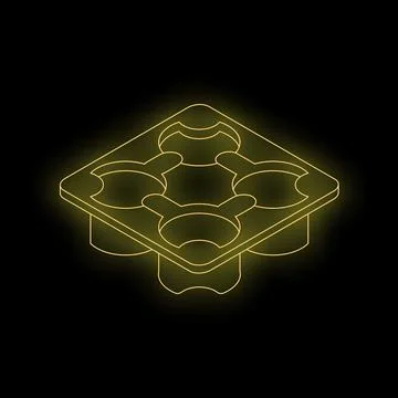Glowing neon empty cardboard beer or coffee cup carrier on black background Stock Illustration