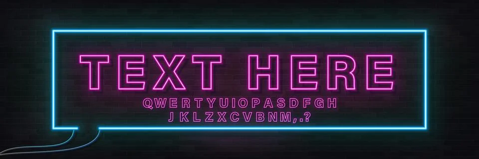 Glowing neon empty speech bubble frame. Rectangle blank speech bubble in neon Stock Illustration