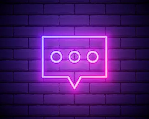 Glowing neon empty speech bubble frame. Rectangle blank speech bubble in neon Illustrazione stock