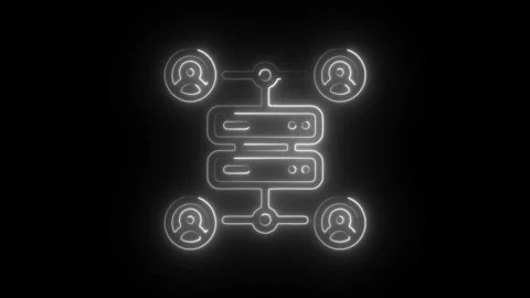 Glowing neon encrypted data icon isolated on black background. HD Video mot.. Stock Footage 304107998