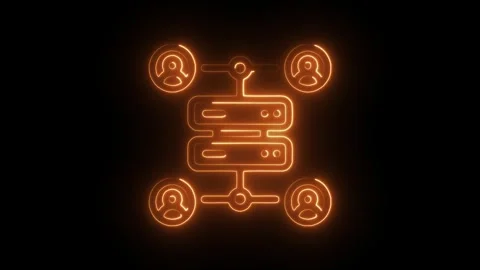 Glowing neon encrypted data icon isolated on black background. HD Video mot.. Stock Footage 304107999