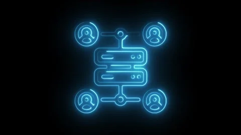 Glowing neon encrypted data icon isolated on black background. HD Video mot.. Stock Footage 304108036