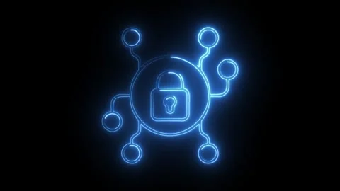 Glowing neon encryption icon, 1 isolated on black background. HD Video moti.. Stock Footage 314642120