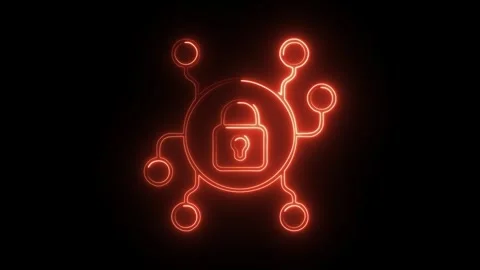 Glowing neon encryption icon, 2 isolated on black background. HD Video moti.. Stock Footage 314642118