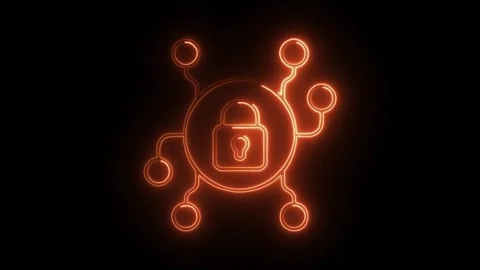 Glowing neon encryption icon isolated on black background. HD Video motion .. Stock Footage 304239746