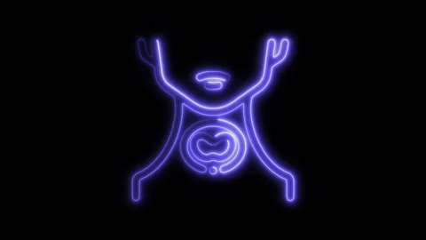 Glowing neon endocrine icon isolated on black background. HD Video motion g.. Stock Footage 304161084