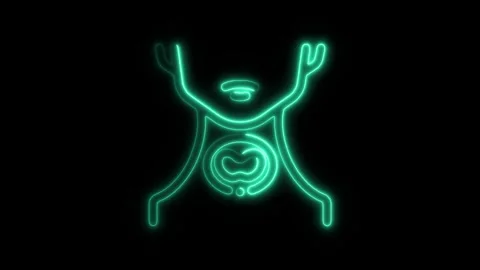 Glowing neon endocrine icon isolated on black background. HD Video motion g.. Stock Footage 304161092