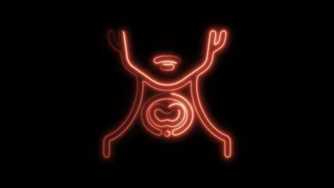 Glowing neon endocrine icon isolated on black background. HD Video motion g.. Stock Footage 304161093