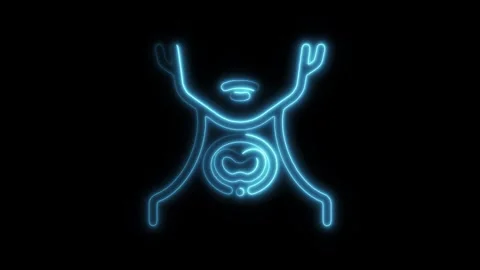 Glowing neon endocrine icon isolated on black background. HD Video motion g.. Stock Footage 304161118