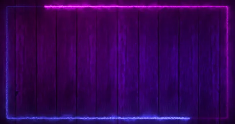 Glowing Neon Energy border frame on a wooden background Stock Footage 155138928