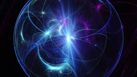 Glowing Neon Energy Core Inside Sci-Fi Sphere Loop Stock Footage 346131561