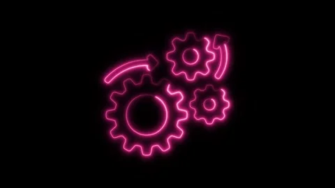 Glowing Neon Engineering Icon Isolated, Technical and Mechanical Design Sym.. Stock Footage 301206845