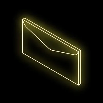 Glowing neon envelope on dark background representing online communication Stock Illustration